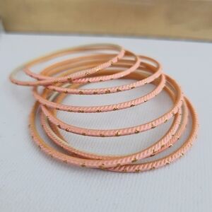 Blush Pink Peach Glass Bangles Indian Glass Bangles Gold Glitter Sparkle